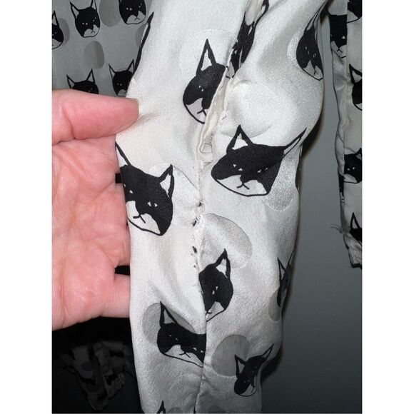 Women’s Silk Robe MEDIUM-LARGE Black Cats - Picture 6 of 9